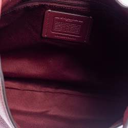 Pre Owned Coach Maroon Crocodile And Snakeskin Embossed Leather And Leather Amber Hobo