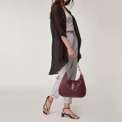 Pre Owned Coach Maroon Crocodile And Snakeskin Embossed Leather And Leather Amber Hobo
