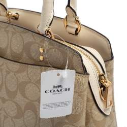 Coach Beige Signature Canvas and Leather Mini Lillie Carryall Satchel