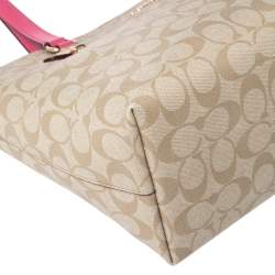 Coach Beige/Pink Signature Coated Canvas and Leather Gallery Tote