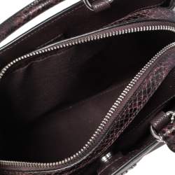 Pre Owned Coach Burgundy Python Embossed and Leather Mini Lillie Carryall Satchel