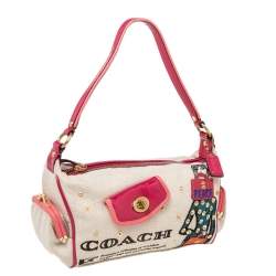 Pre Owned Coach Multicolor Bonnie Cashin Print Canvas And Leather Baguette Shoulder Bag