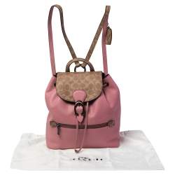 Pre Owned حقيبة ظهر كوتش بلوكينغ افي كانفاس مميز وجلد وردي/ بني