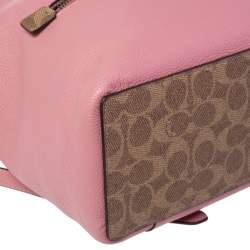 Pre Owned حقيبة ظهر كوتش بلوكينغ افي كانفاس مميز وجلد وردي/ بني