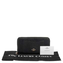Pre Owned محفظة كوتش سحاب ملتف أكورديون جلد سوداء