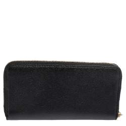 Pre Owned محفظة كوتش سحاب ملتف أكورديون جلد سوداء