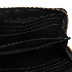 Pre Owned محفظة كوتش سحاب ملتف أكورديون جلد سوداء