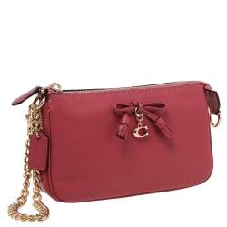 Pre Owned Coach Pink Pebbled Leather Wristlet