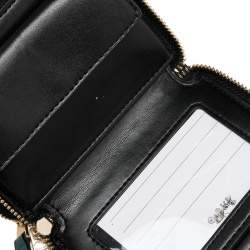 Pre Owned Coach Green Ostrich Embossed Leather Double Zip Around Compact Wallet