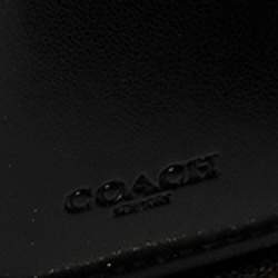 Pre Owned Coach Green Ostrich Embossed Leather Double Zip Around Compact Wallet