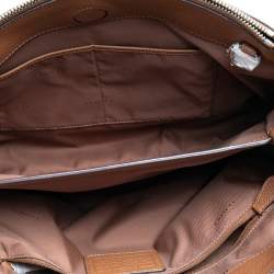 Pre Owned Coach Brown Saffiano Leather Double Zip Tote