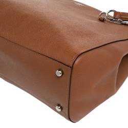 Pre Owned Coach Brown Saffiano Leather Double Zip Tote