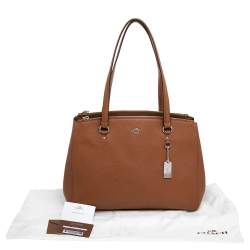 Pre Owned Coach Brown Saffiano Leather Double Zip Tote