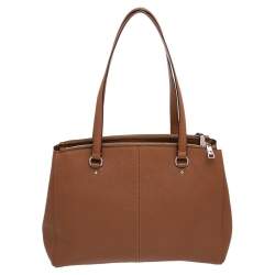 Pre Owned Coach Brown Saffiano Leather Double Zip Tote
