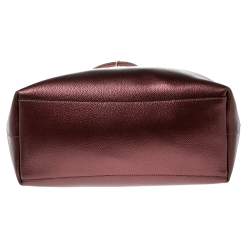 Pre Owned Coach Metallic Burgundy Leather City Tote