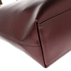 Pre Owned Coach Metallic Burgundy Leather City Tote