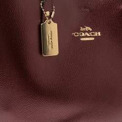 Pre Owned Coach Metallic Burgundy Leather City Tote
