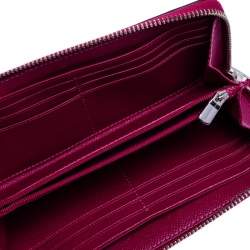 Pre Owned محفظة كوتش سحاب ملتف أكورديون جلد وردي زاهي