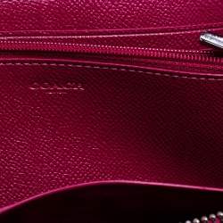 Pre Owned محفظة كوتش سحاب ملتف أكورديون جلد وردي زاهي