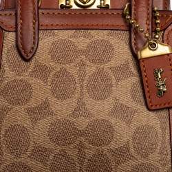 Pre Owned Coach Beige/Brown Signature Coated Canvas and Leather Troupe 16 Tote