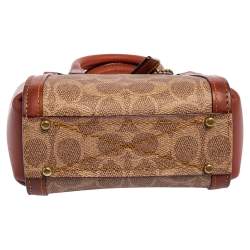 Pre Owned Coach Beige/Brown Signature Coated Canvas and Leather Troupe 16 Tote