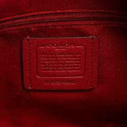 Pre Owned Coach Red/Brown Signature Coated Canvas and Leather Rowan Boston Bag