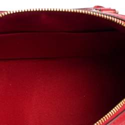 Pre Owned Coach Red/Brown Signature Coated Canvas and Leather Rowan Boston Bag