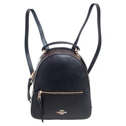 Coach Black/Brown Signature Coated Canvas and Leather Jordyn Backpack