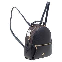 Coach Black/Brown Signature Coated Canvas and Leather Jordyn Backpack
