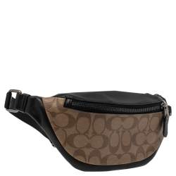 Coach Black/Brown Signature Coated Canvas and Leather Belt Bag