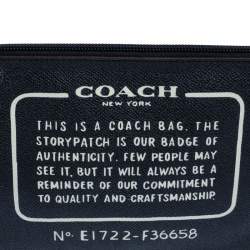 Coach Navy Blue Leather Logo Zip Pouch 