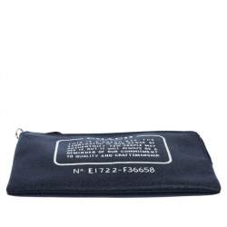 Coach Navy Blue Leather Logo Zip Pouch 