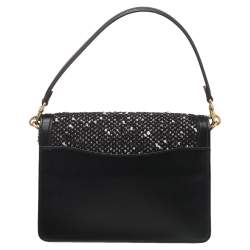 Pre Owned Coach Black Leather And Tweed Tabby Shoulder Bag
