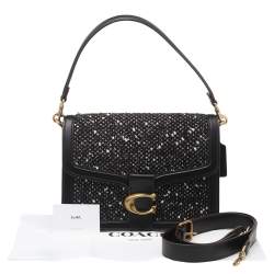 Pre Owned Coach Black Leather And Tweed Tabby Shoulder Bag