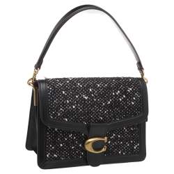Pre Owned Coach Black Leather And Tweed Tabby Shoulder Bag
