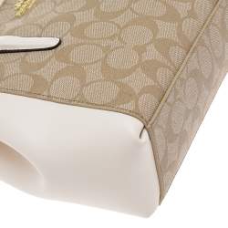 Pre Owned Coach Beige/White Signature Canvas And Leather Mini Christie Carryall Satchel