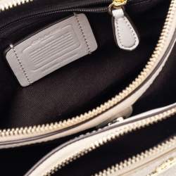 Pre Owned Coach Beige/White Signature Canvas And Leather Mini Christie Carryall Satchel