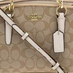Pre Owned Coach Beige/White Signature Canvas And Leather Mini Christie Carryall Satchel