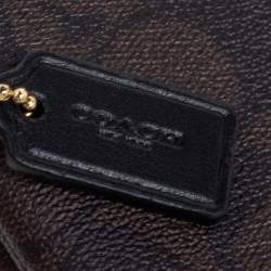 مملوكة مسبقًا Coach Brown Signature Coated Canvas Double Zip Wristlet