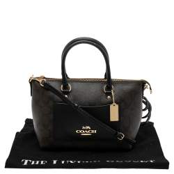 Pre Owned Coach Brown Signature Coated Canvas and Leather Medium Emma Tote