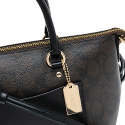 Pre Owned Coach Brown Signature Coated Canvas and Leather Medium Emma Tote