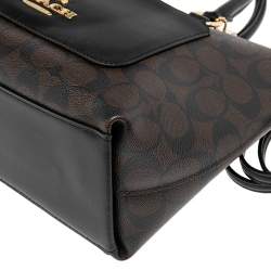 Pre Owned Coach Brown Signature Coated Canvas and Leather Medium Emma Tote