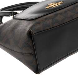 Pre Owned Coach Brown Signature Coated Canvas and Leather Medium Emma Tote