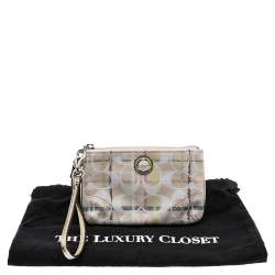 Pre Owned حمالة معصم كوتش طرف جلد وكانفاس شعار ماركة متعدد الألوان