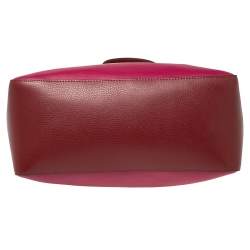 Pre Owned Coach Magenta/Red Leather Horse And Carriage Tote