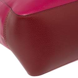 Pre Owned Coach Magenta/Red Leather Horse And Carriage Tote
