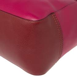 Pre Owned Coach Magenta/Red Leather Horse And Carriage Tote