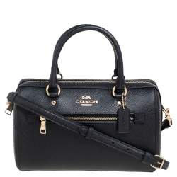 Pre Owned Coach Black Leather Rowan Boston Bag