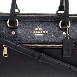 Pre Owned Coach Black Leather Rowan Boston Bag