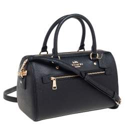 Pre Owned Coach Black Leather Rowan Boston Bag